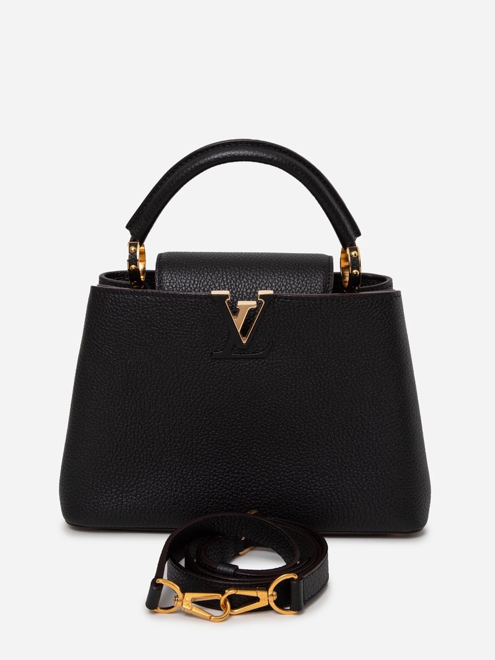 Louis Vuitton 2018 Black Taurillon Capucines BB Top Handle With Strap